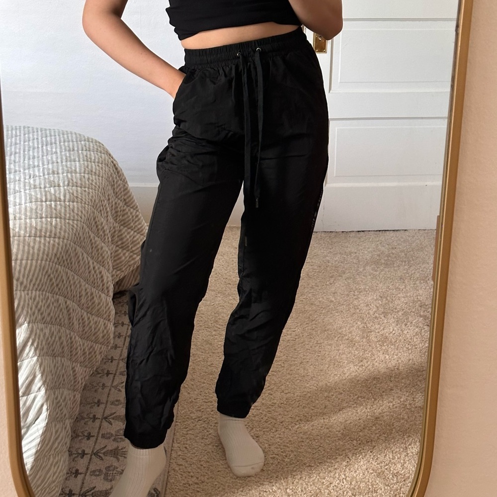 Black neoprene joggers
